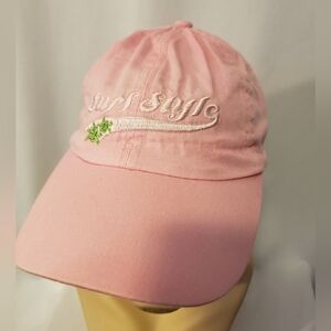 Pink Surf Style Baseball Hat. Velcro Strap Cap.